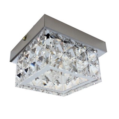 Spot Cristal Quadrado Base Inox Sobrepor Pastilha Banheiro Sala Alz27