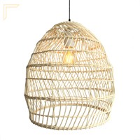 Pendente Em Fibra Natural Rattan Artesanal Mesa Sala Nat16