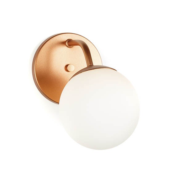 Arandela Globo Vidro Leitoso Estrutura Aluminio Cobre Alu21