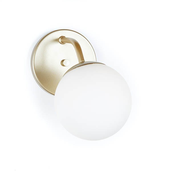 Arandela Dourada com Cupula Branco Fosco Sala Alu22