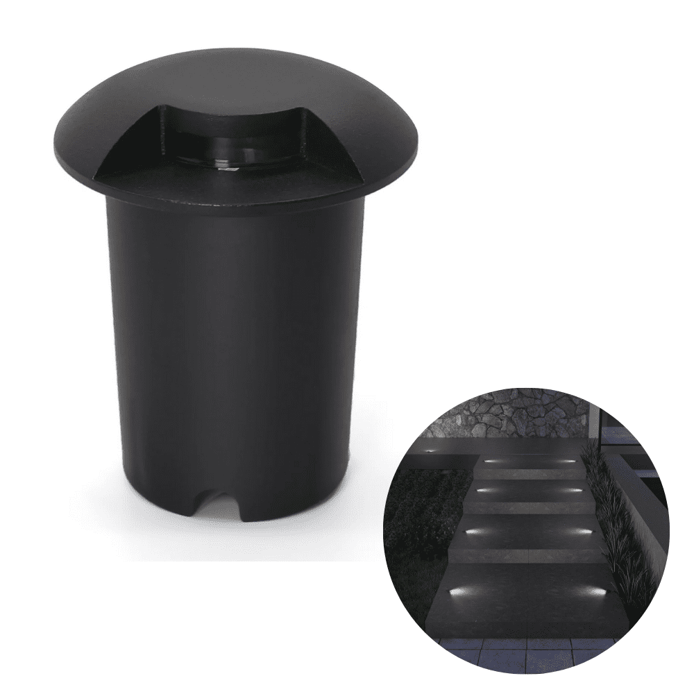 Embutido de Solo Preto 1 Facho LED 3000K Deck Escada Acl79