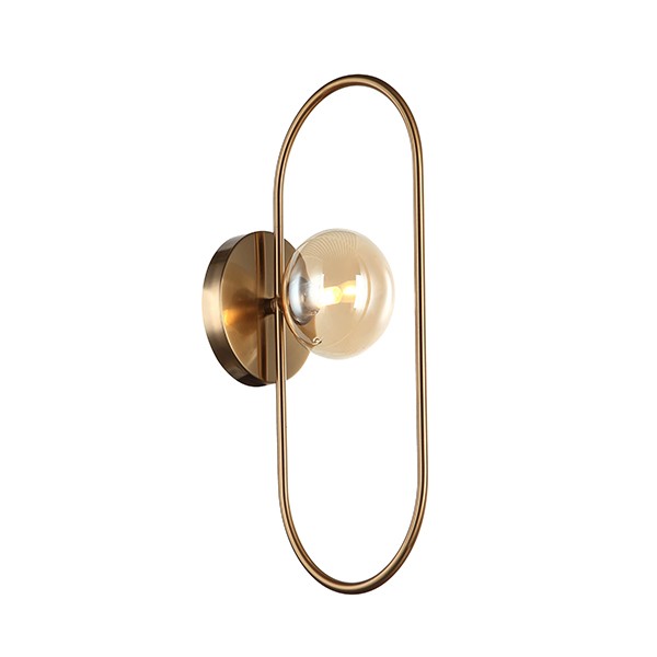 Arandela Interna Oval Bronze Bola de Vidro Champagne Sala Ace69