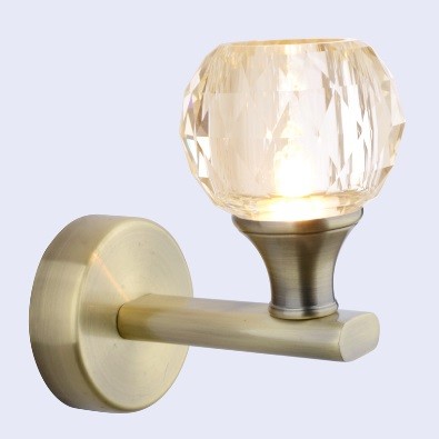 Arandela interna ouro velho e cristal ambar Alz23