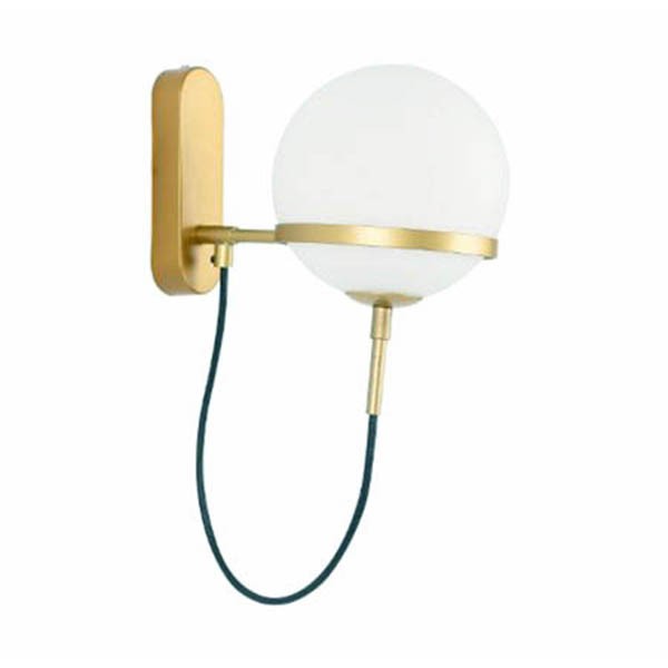 Arandela Dourado Fosco Globo Vidro Branco E27 Moderna Cabeceira Zan72