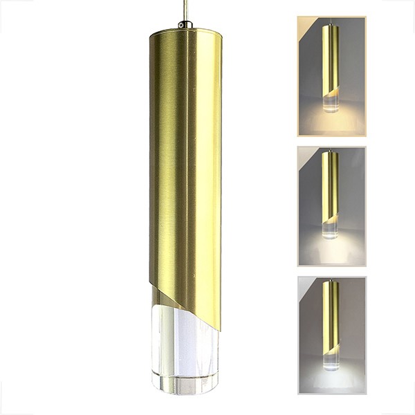 Pendente Dourado Acrilico Cilindrico Led Bancada Bet25