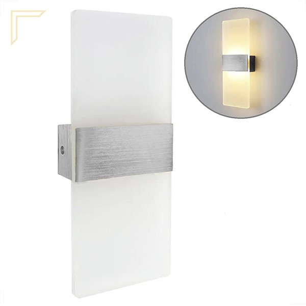 Arandela Prata Escovado Acrilico Led 3000K Cabeceira Lup96