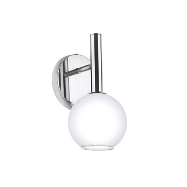 Arandela Minimalista Globo de Vidro Branco Estrutura Cromado Ace25
