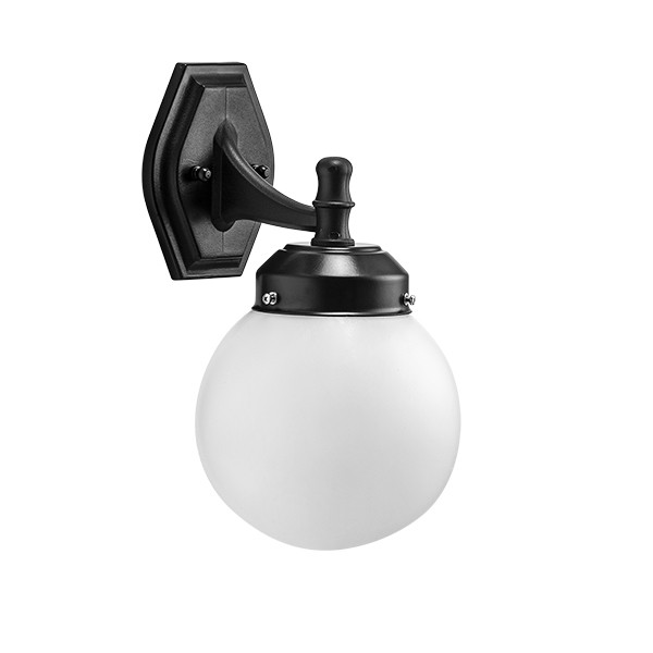 Arandela Preto Fosco Colonial Globo Branco Opalino Ace64