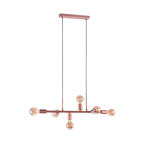 Pendente contemporaneo Cobre 6 soquetes Sala Quarto Acl25