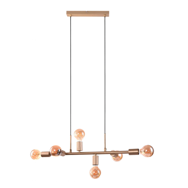 Pendente Dourado 6 Soquetes E27 Contemporaneo 70cm Acl87