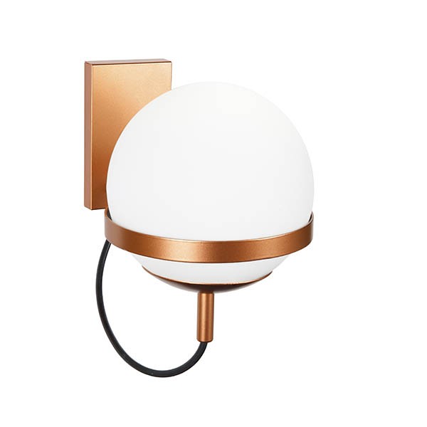 Arandela Vidro Leitoso Moderna Metal Cobre Alu24