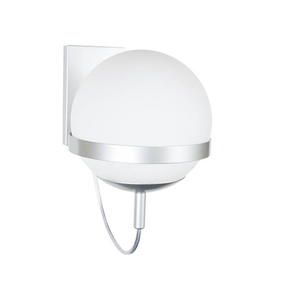 Arandela Globo de Vidro Branco Aluminio Cromado Alu26