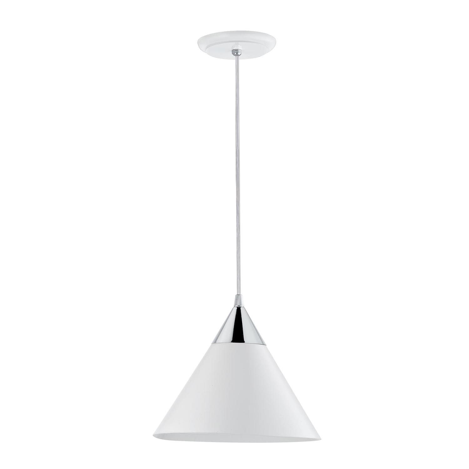 Pendente Cone Branco e Cromado Retro Ø24,5cm Bancada Alu39