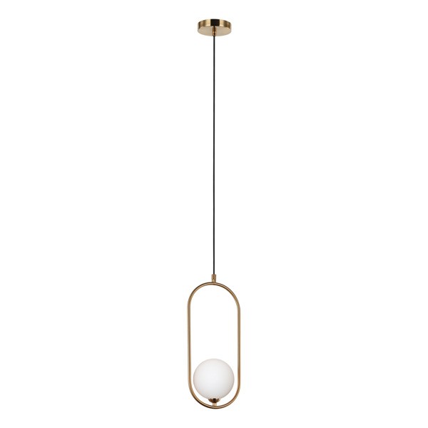 Pendente Vidro Leitoso Moderno Metal Dourado Alu73