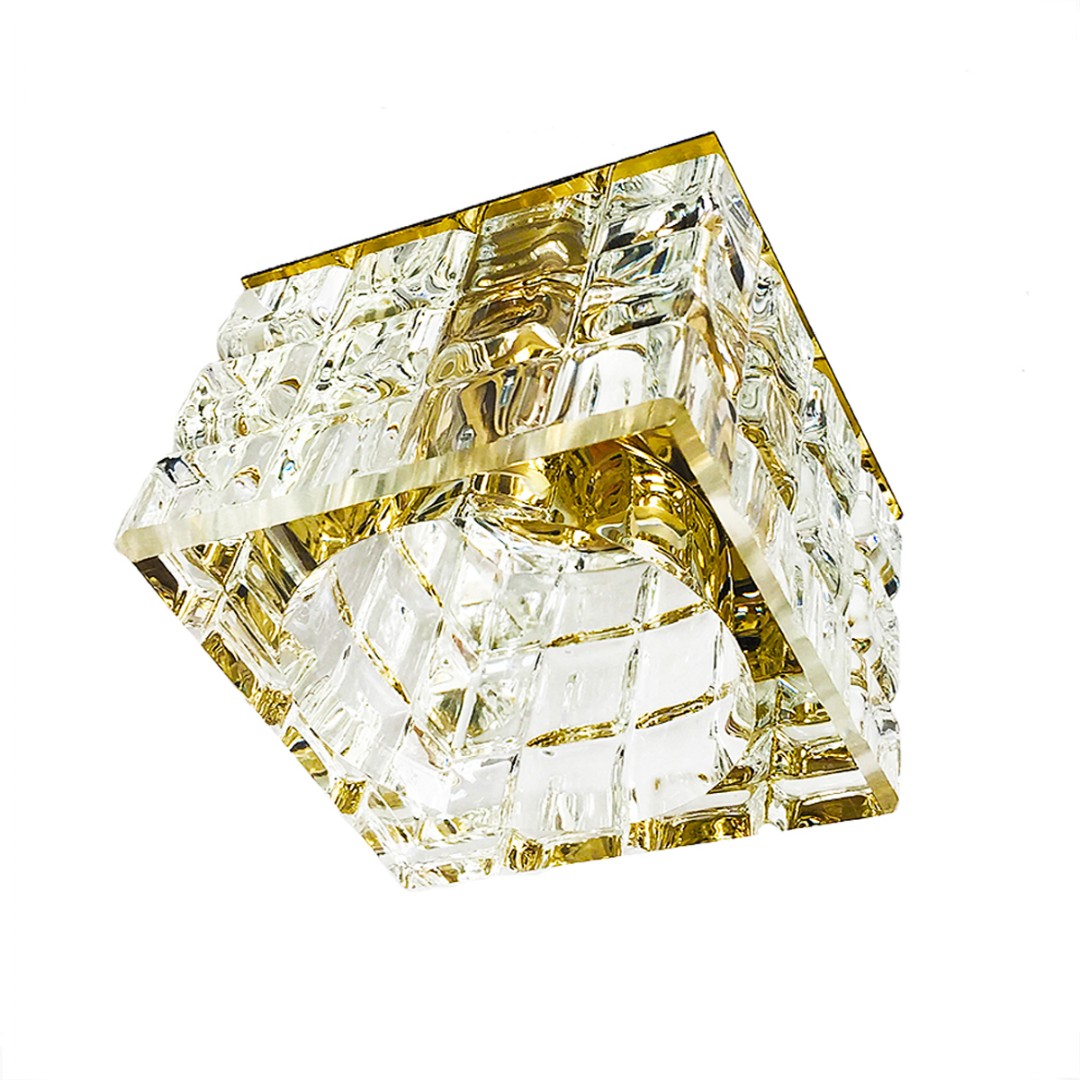 Spot Cristal K9 Quadrado Transparente Base Dourada Bet08