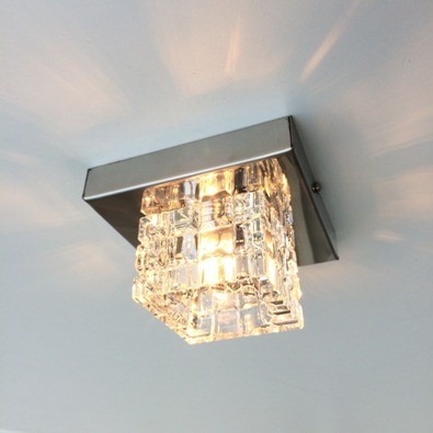 Spot Cristal Sobrepor Quadrado Base Inox 11cm Ac974s