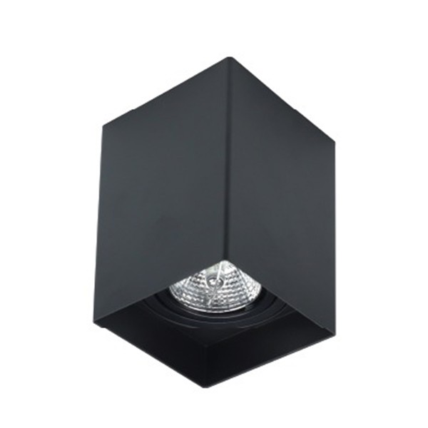 Spot Plafon Sobrepor Direcionavel Ar70 Quadrado Preto Gu10 Lup04