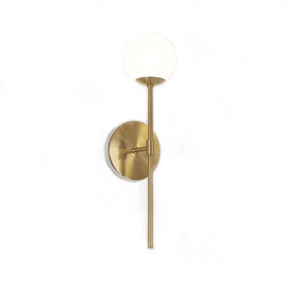 Arandela Dourada Patty Globo Vidro Branco Lavabo Moderna Lup28
