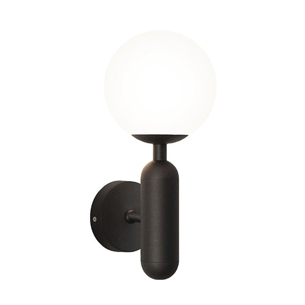 Arandela Preto Fosco Ball Globo De Vidro Branco Cabeceira Lavabo Lup30