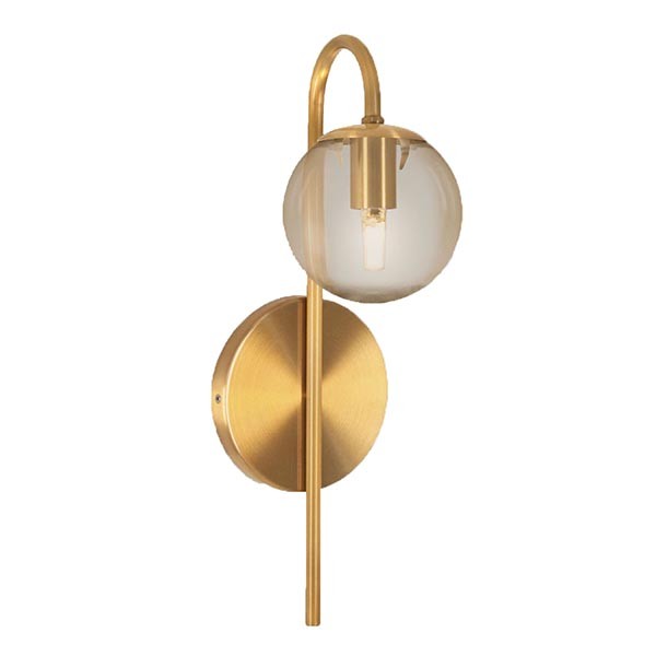 Arandela Dourada Ball Globo de Vidro Ambar Cabeceira Dhora Lup32