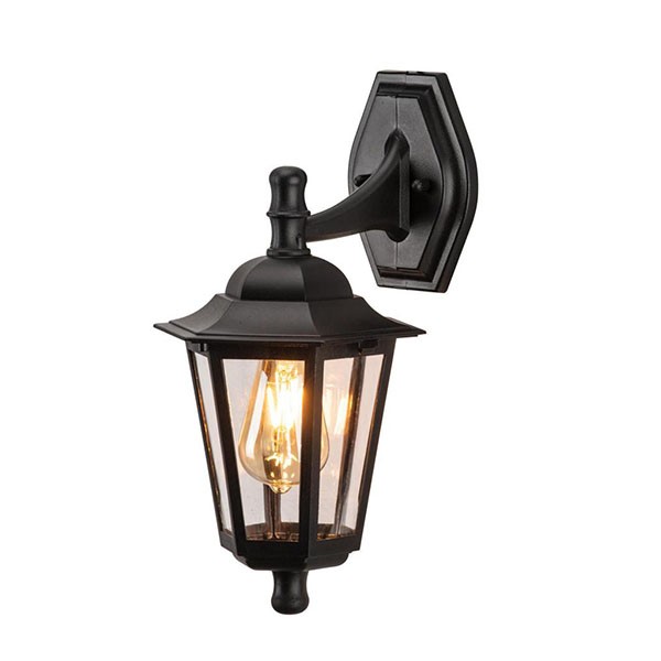 Arandela Colonial Externo E27 Preto Lente Transparente Lup40