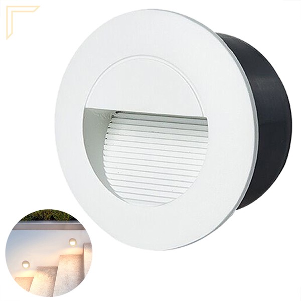 Balizador Redondo De Embutir Parede Branco Led Escada Lup90