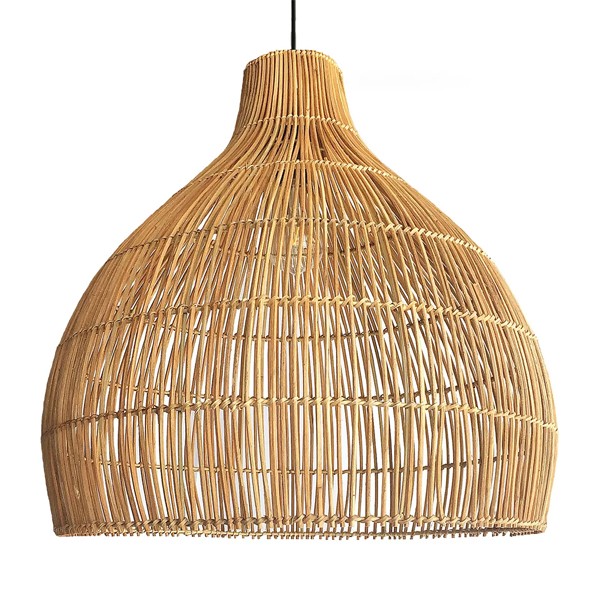 Pendente Em Fibra Natural De Rattan Artesanal Sala E27 Nat35
