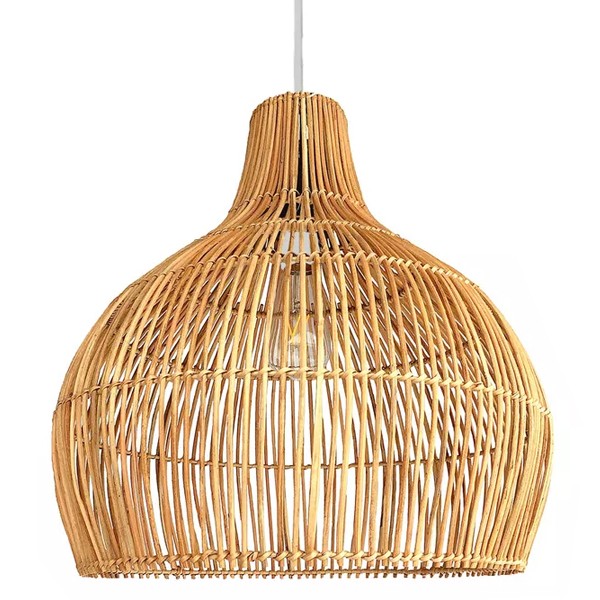Pendente Fibra Natural Em Rattan Artesanal Vime E27 Nat36