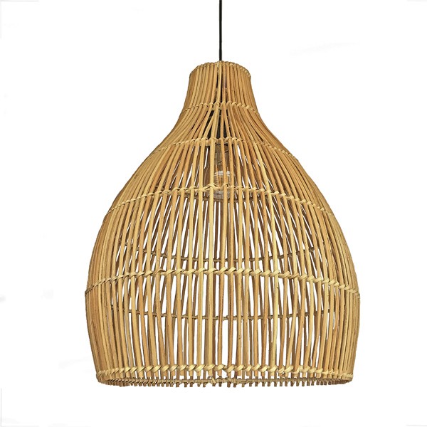Pendente Em Fibra Natural Rattan Artesanal Sala E27 Nat37