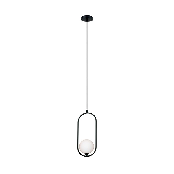 Pendente Ball Preto com Bola de Vidro Branco Lavabo Ace68