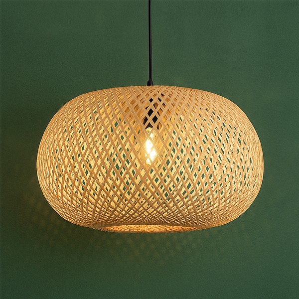 Pendente Fibra Natural Artesanal Boho Bambu Fib01