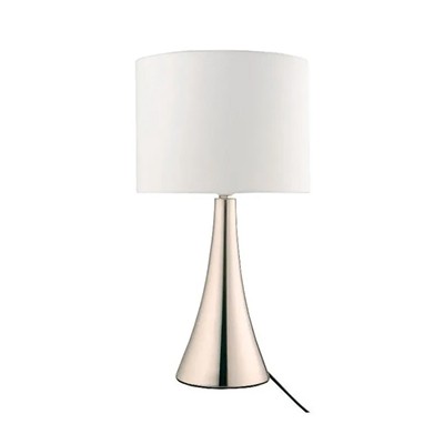 Abajur Metal Cupula Redonda Tecido Branco 36cm Interno