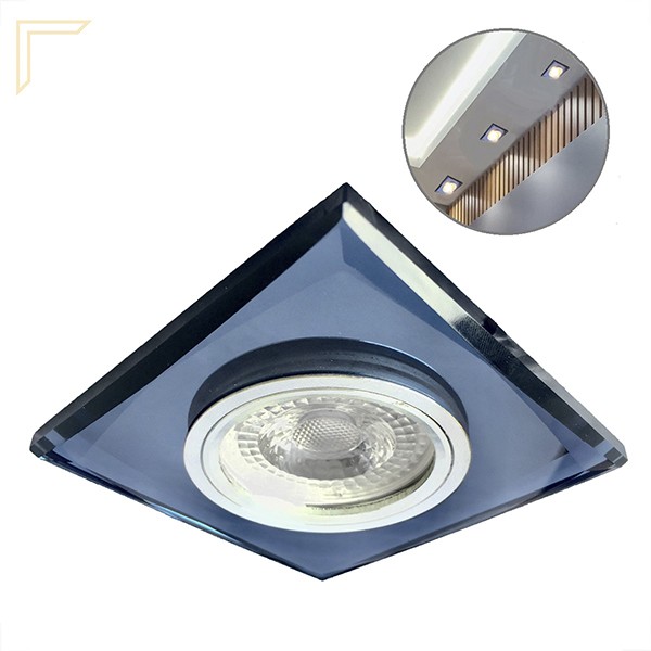 Spot De Cristal Espelhado Preto Embutido Quadrado GU10 Lup17