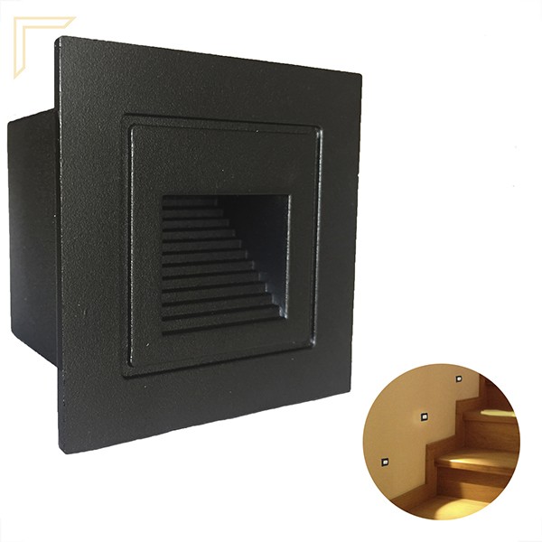Balizador Embutir Externo Preto Mini De Parede Escada Lup76