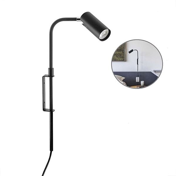 Arandela Interna Articulada Preto Mr11 Interruptor Lup87