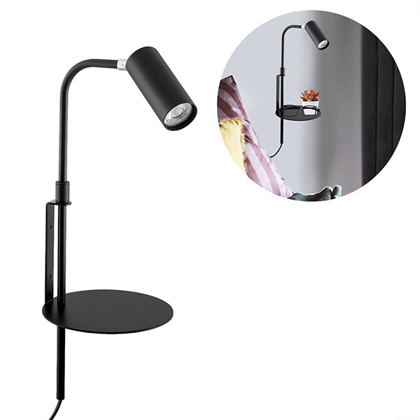Arandela Articulada Prateleira Preto Mr11 Interruptor Lup88