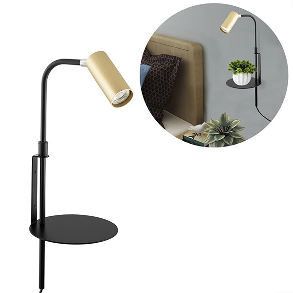 Arandela Articulada Interruptor Dourado Prateleira Lup89