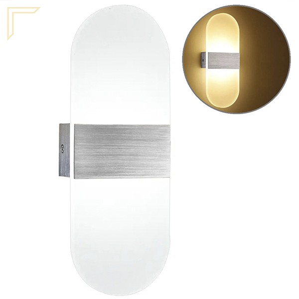 Arandela Interna Prata Escovado Acrilico Led 3000K Lup93
