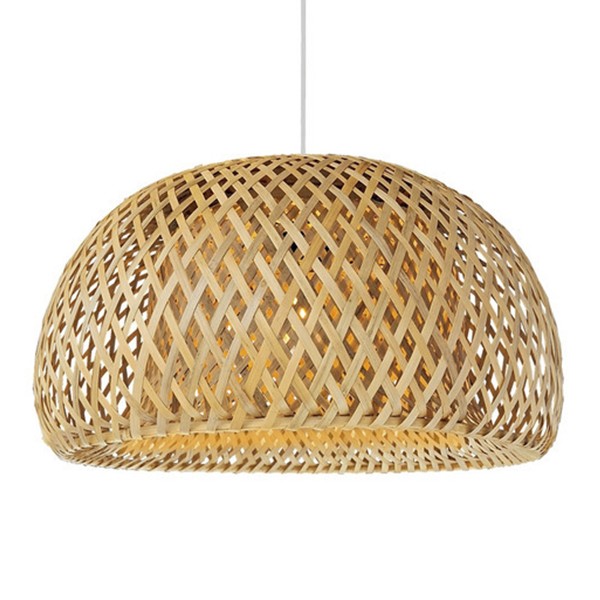 Pendente De Fibra Natural Bambu Artesanal E27 Nat04