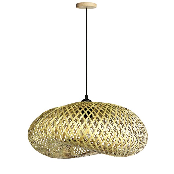 Pendente Fibra Natural De Bambu Artesanal E27 50 Cm Nat30