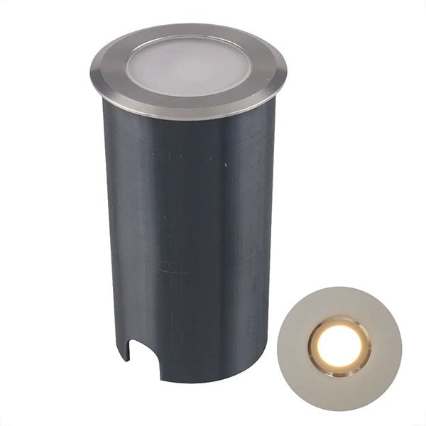 Balizador Led Solo redondo Inox Externo 1W 3000K Quente Ali64