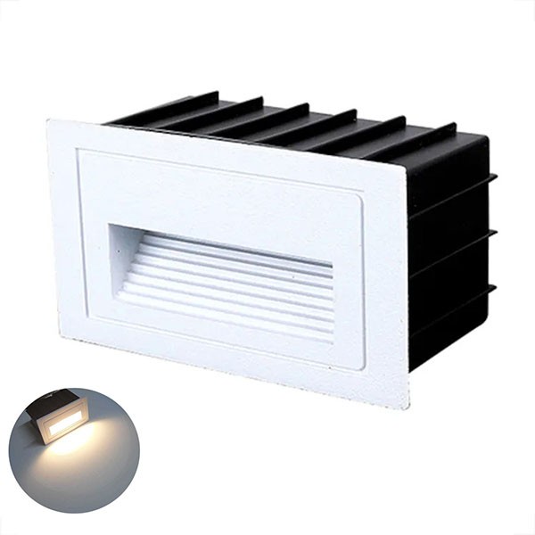 Balizador Led 3000K De Embutir Parede Externo Branco Zan42
