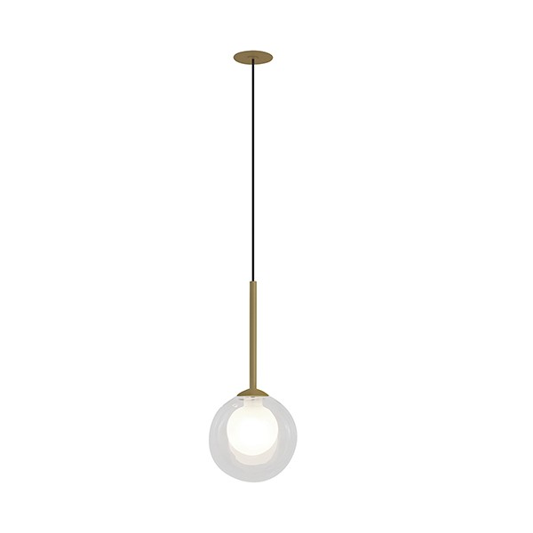 Pendente Embutir Globo Vidro Duplo Transparente Dourado Zan04