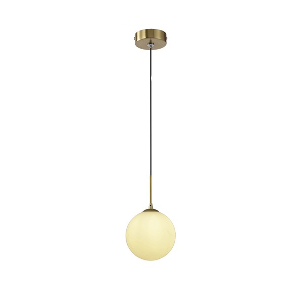 Pendente Globo De Vidro Branco Ø12cm Dourado Moderno G9 Zan14