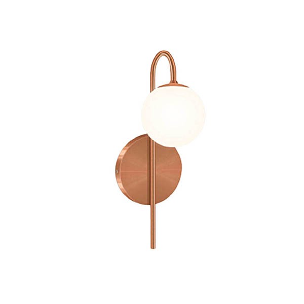 Arandela Cobre Globo de Vidro Branco Cabeceira Dhora Zan36