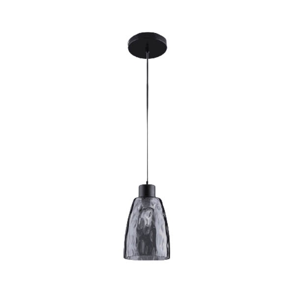 Pendente Preto Com Cupula De Vidro Fume Bancada Zan49