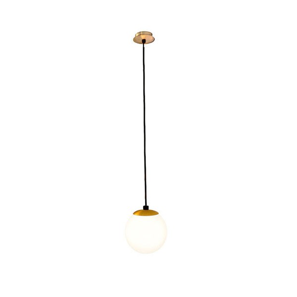 Pendente Dourado Globo De Vidro Branco Bancada Zan61