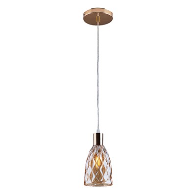 Pendente Dourado Cupula Vidro Ambar Bancada Flops Zan63