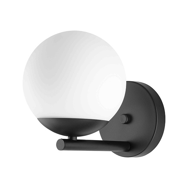 Arandela Globo De Vidro Branco Cabeceira Preta E27 Zan67