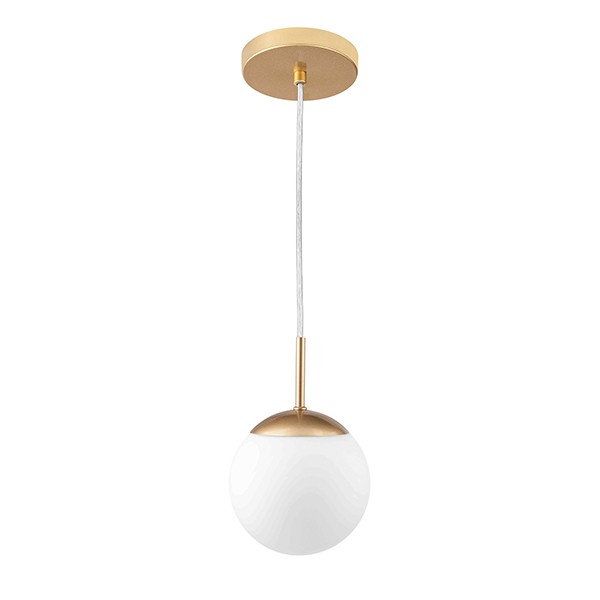 Pendente Ball Dourado Globo De Vidro Branco E27 Bancada Zan69
